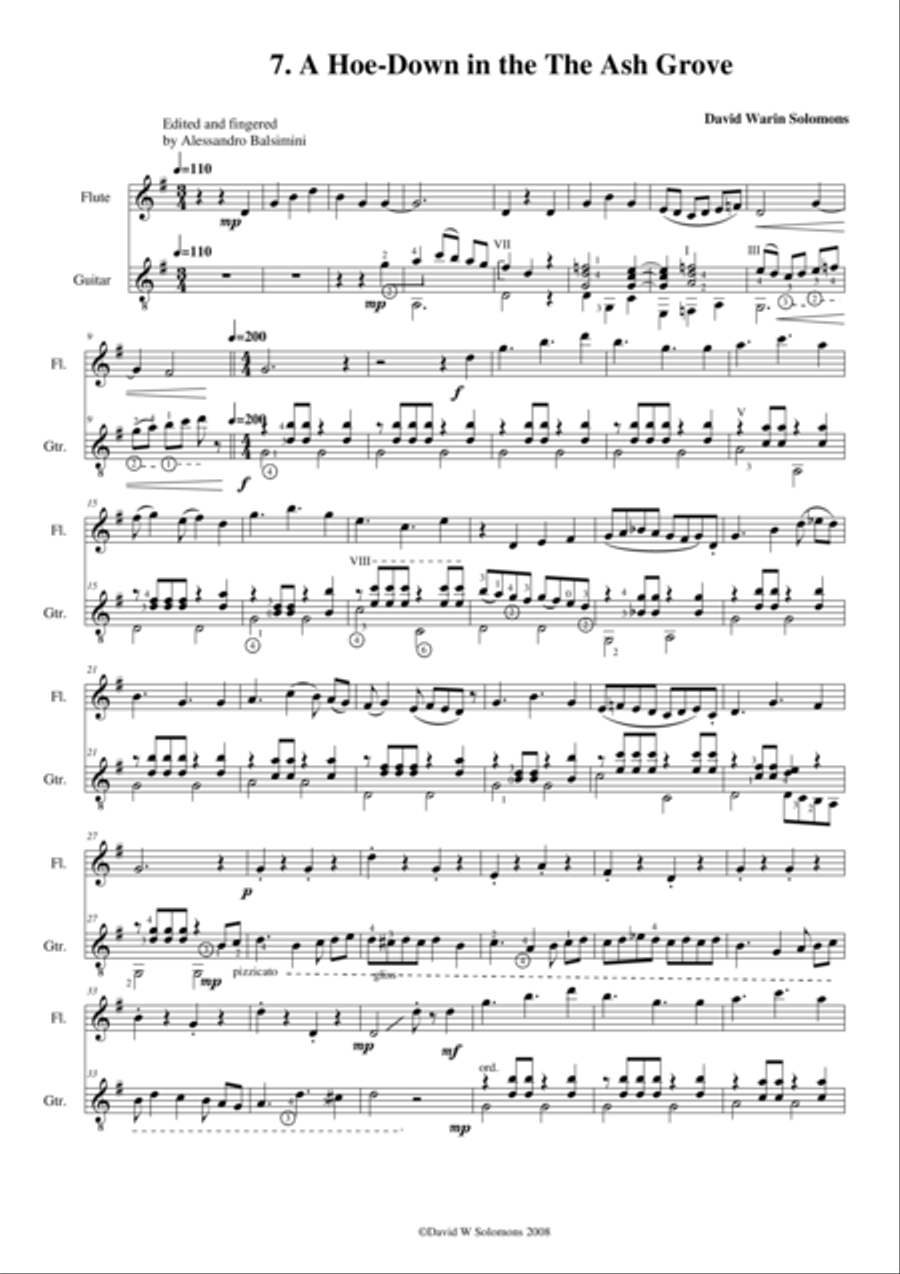 Hoe Down in the Ash Grove (flute and guitar) Flute scores gallery preview page 1