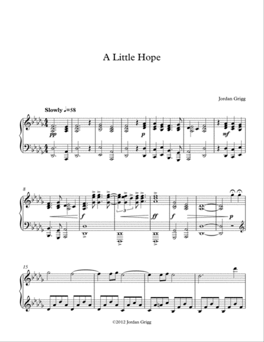 A Little Hope Piano Solo scores gallery preview page 1