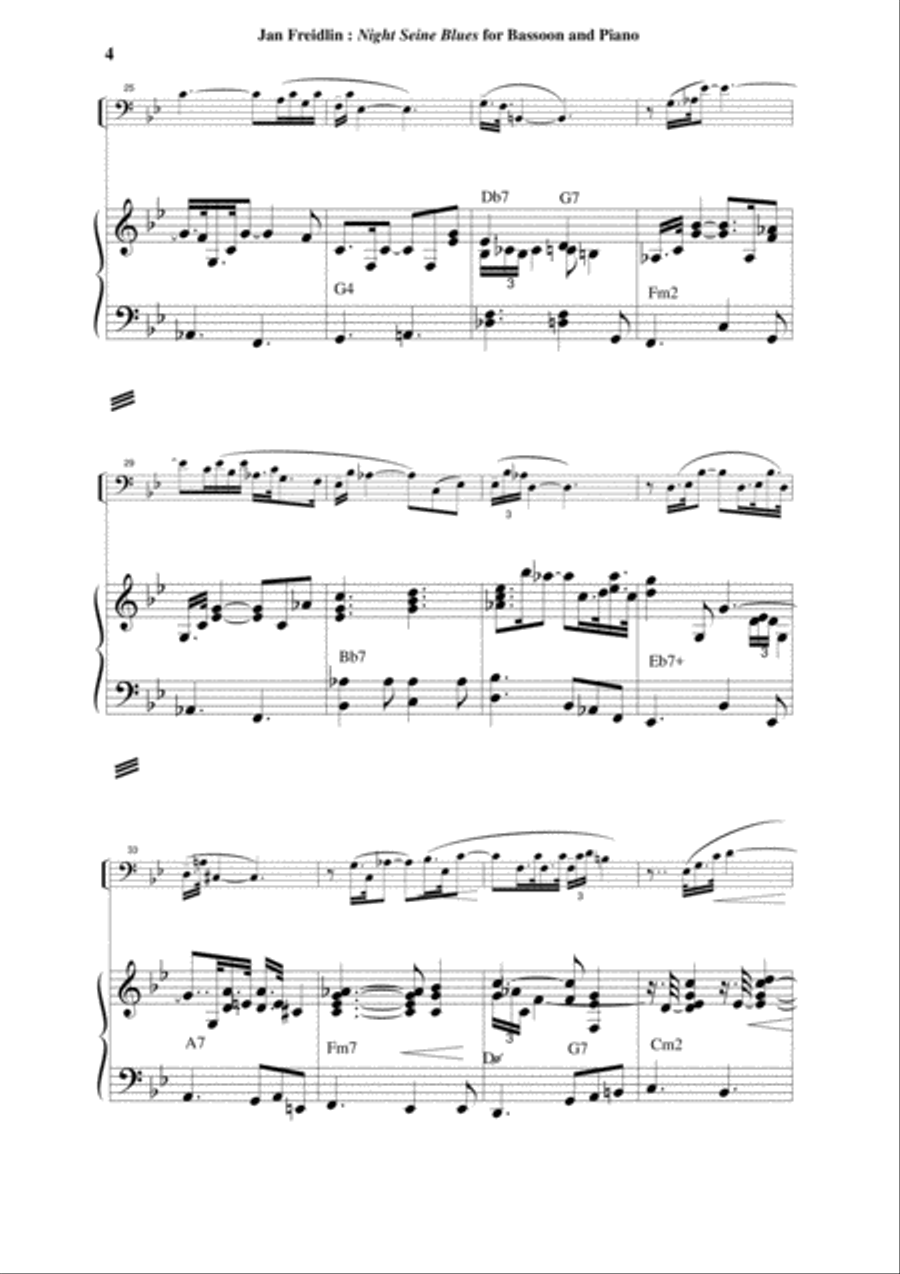 Jan Freidlin: Night Seine Blues for bassoon and piano Bassoon Solo scores gallery preview page 4