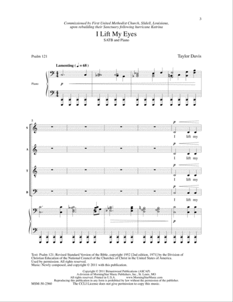 I Lift My Eyes I Lift My Eyes 4-Part scores gallery preview page 2
