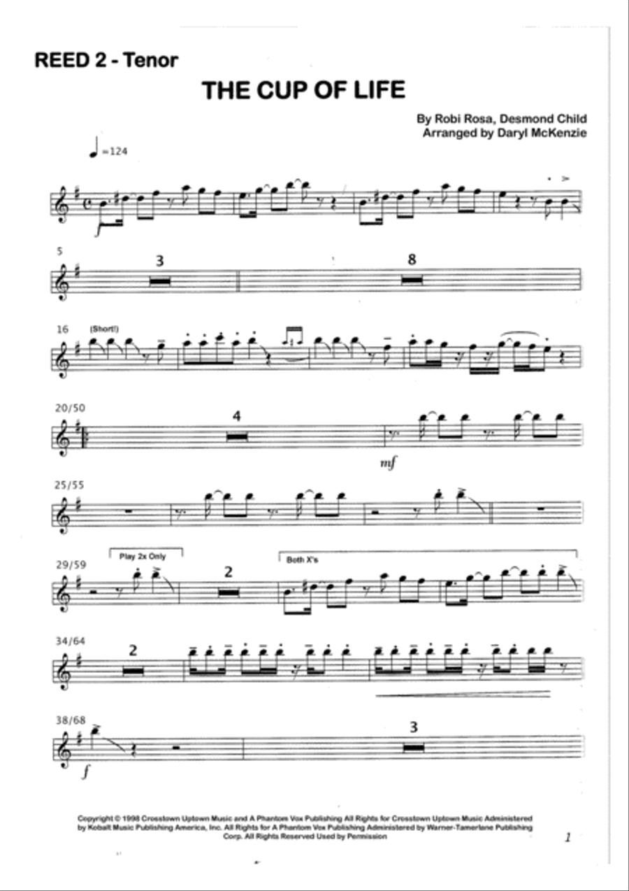 The Cup Of Life Saxophone scores gallery preview page 3