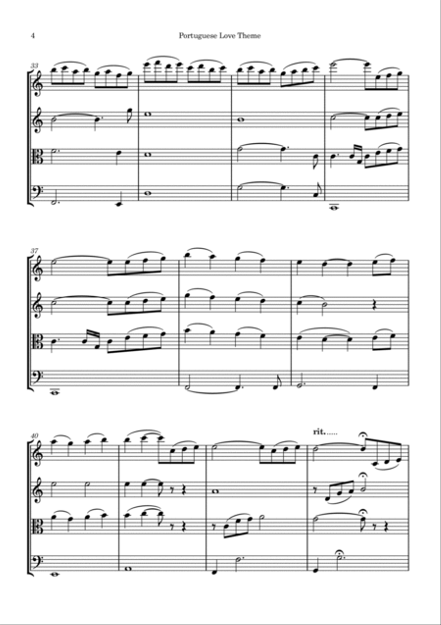 Portuguese Love Theme String Quartet scores gallery preview page 4