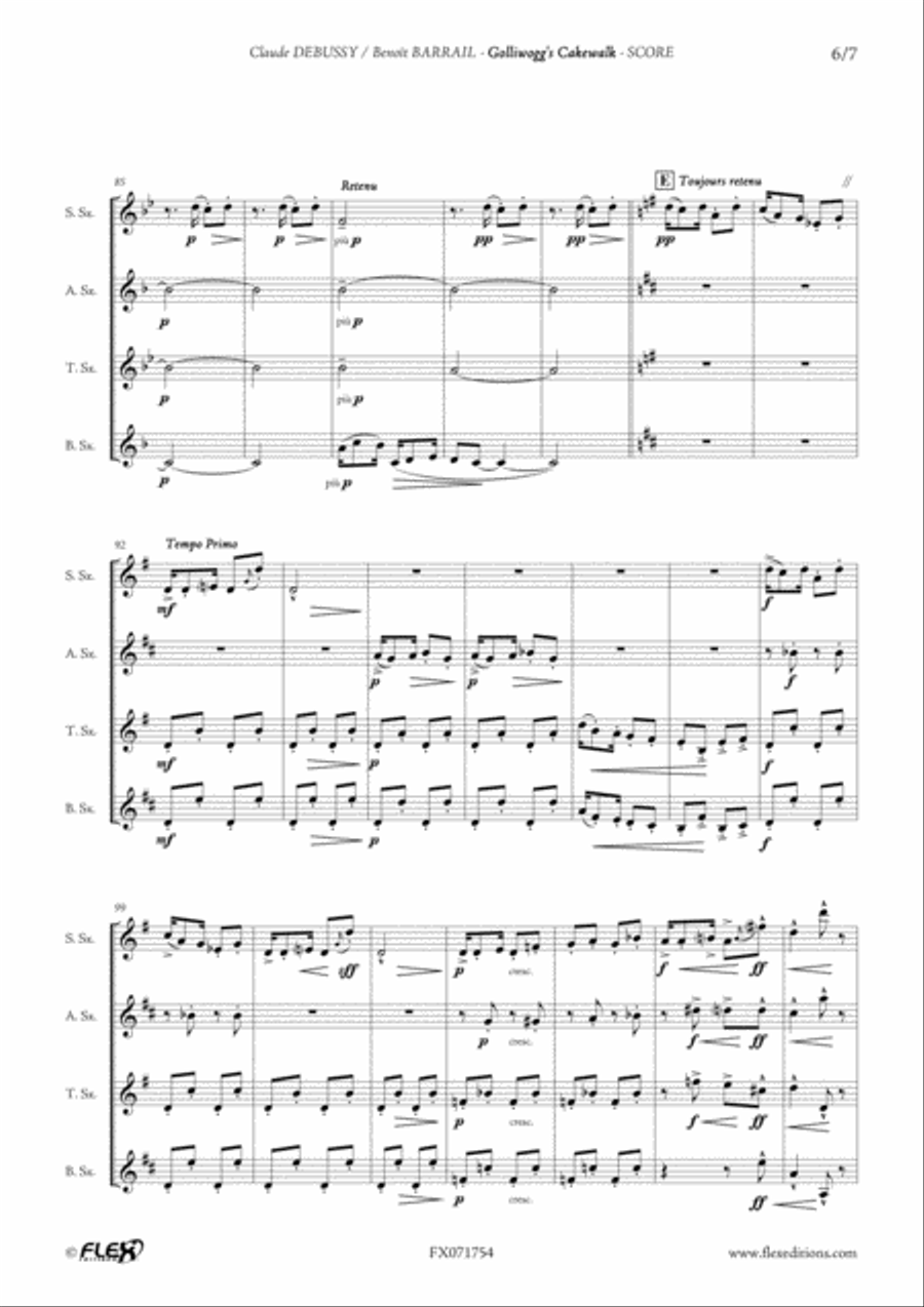 Golliwogg's Cakewalk Saxophone Quartet scores gallery preview page 6