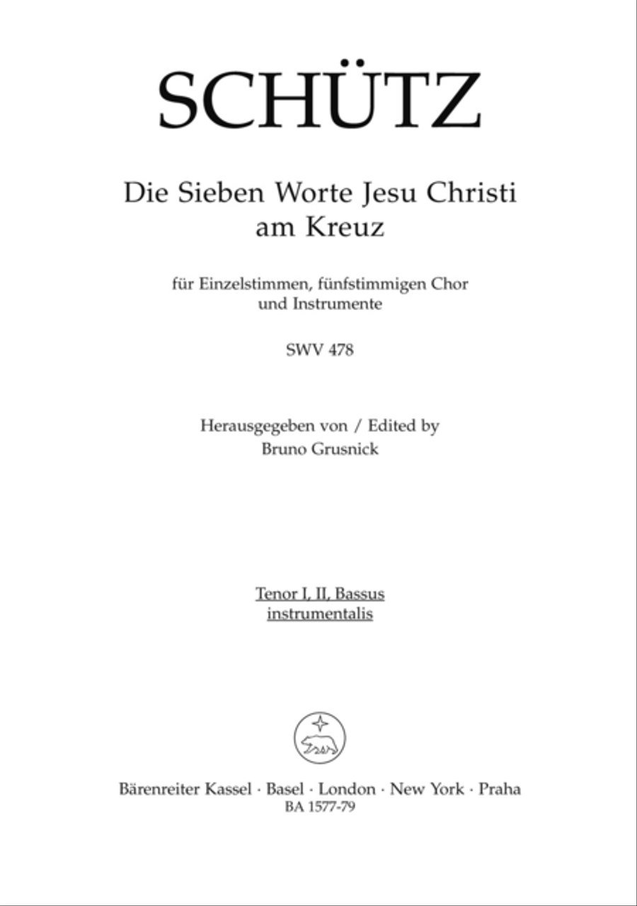 Die sieben Worte Jesu Christi am Kreuz (The Seven Last Words of Christ) for Voices, five part Choir and Instruments SWV 478 Choir scores gallery preview page 1