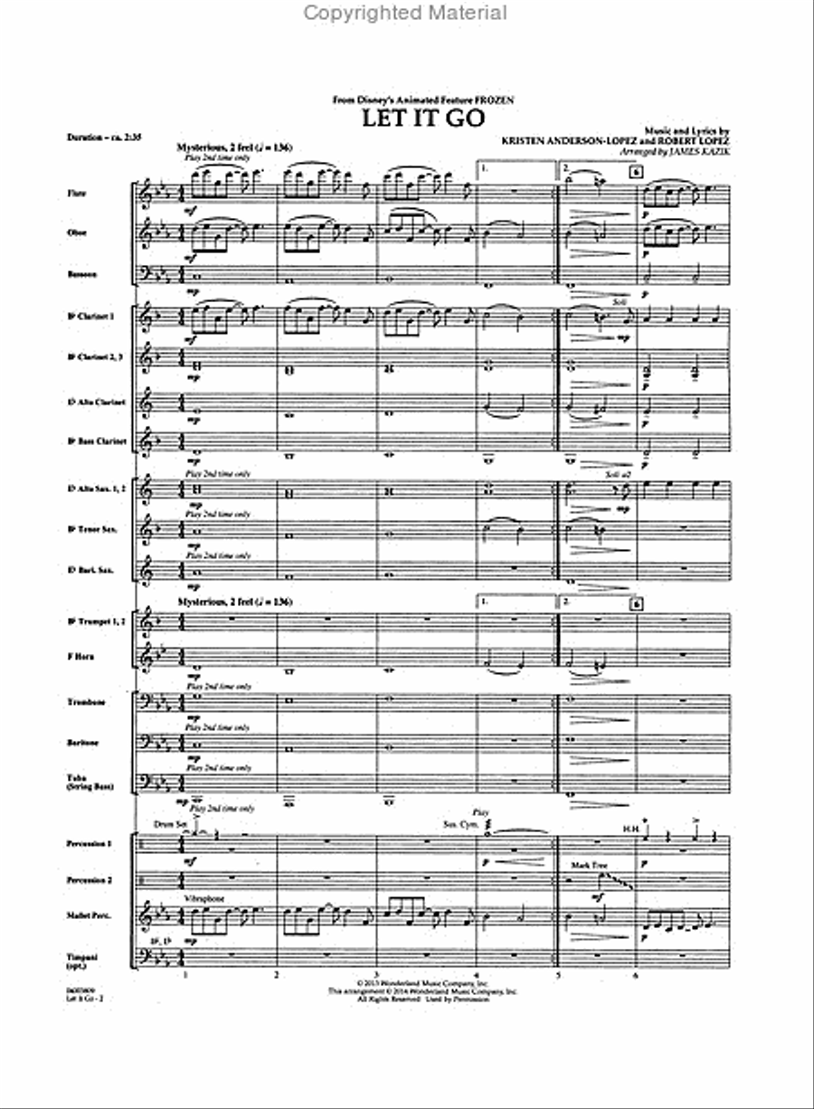 Let It Go (from “Frozen”) Concert Band scores gallery preview page 2
