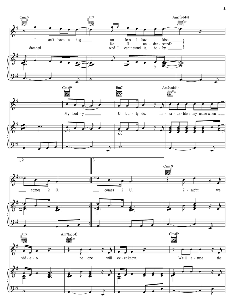 Insatiable Insatiable Piano, Vocal, Guitar scores gallery preview page 3