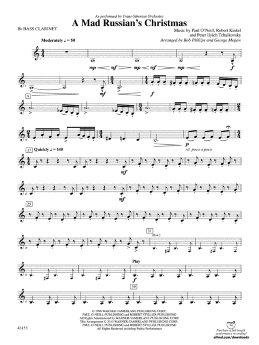 A Mad Russian's Christmas: B-flat Bass Clarinet Concert Band scores gallery preview page 1