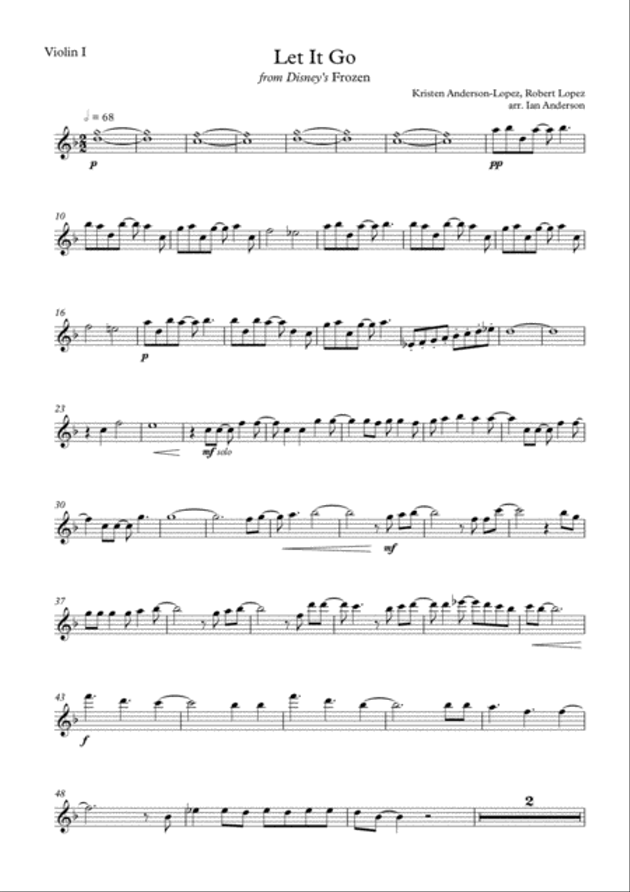 Let It Go (from Frozen) String Quartet scores gallery preview page 6