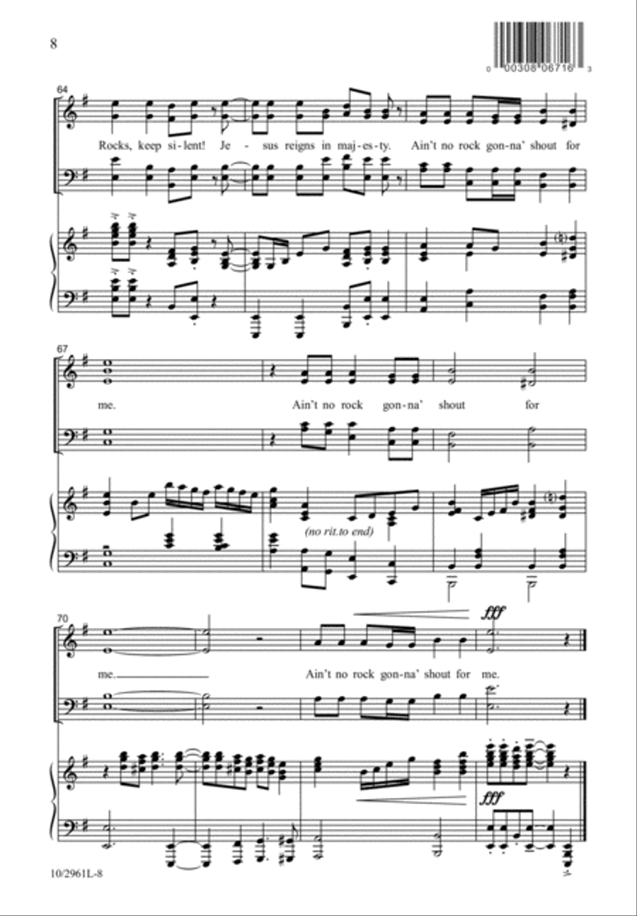 Ain't No Rock Gonna' Shout for Me 4-Part scores gallery preview page 8