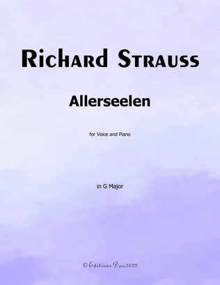 Allerseelen, by Richard Strauss, in G Major