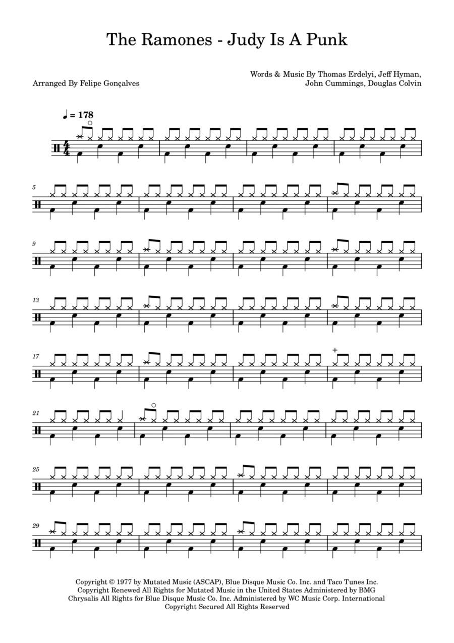Judy Is A Punk Drum Set scores gallery preview page 1