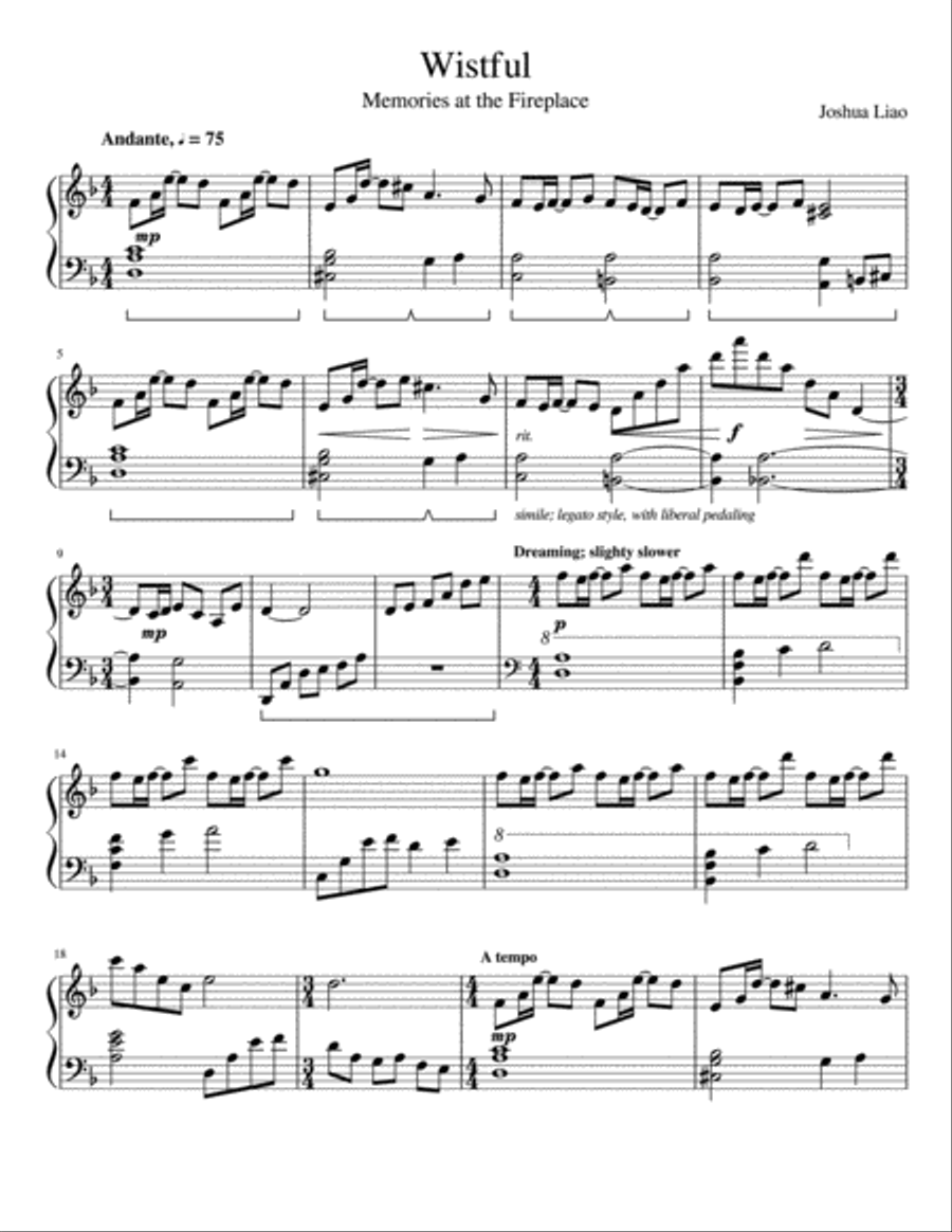 Wistful Piano Solo scores gallery preview page 1