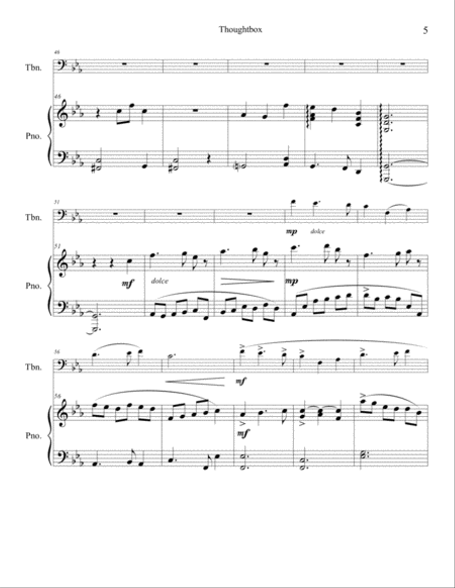 Thought Box for Solo Trombone Piano scores gallery preview page 6