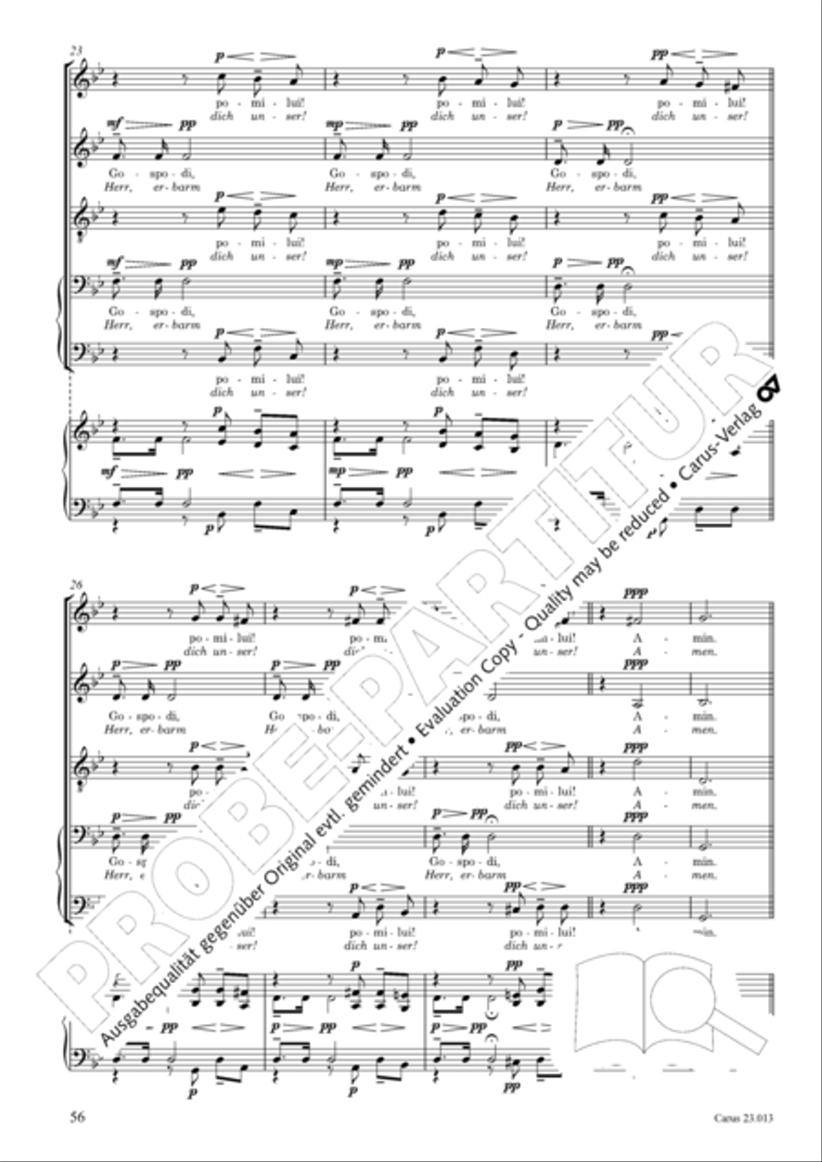 Liturgy of St. John Chrysostom op. 31 for mixed choir a cappella (Chrysostomos-Liturgie op. 31 fur Chor a cappella mit singbarem deutschem Text)