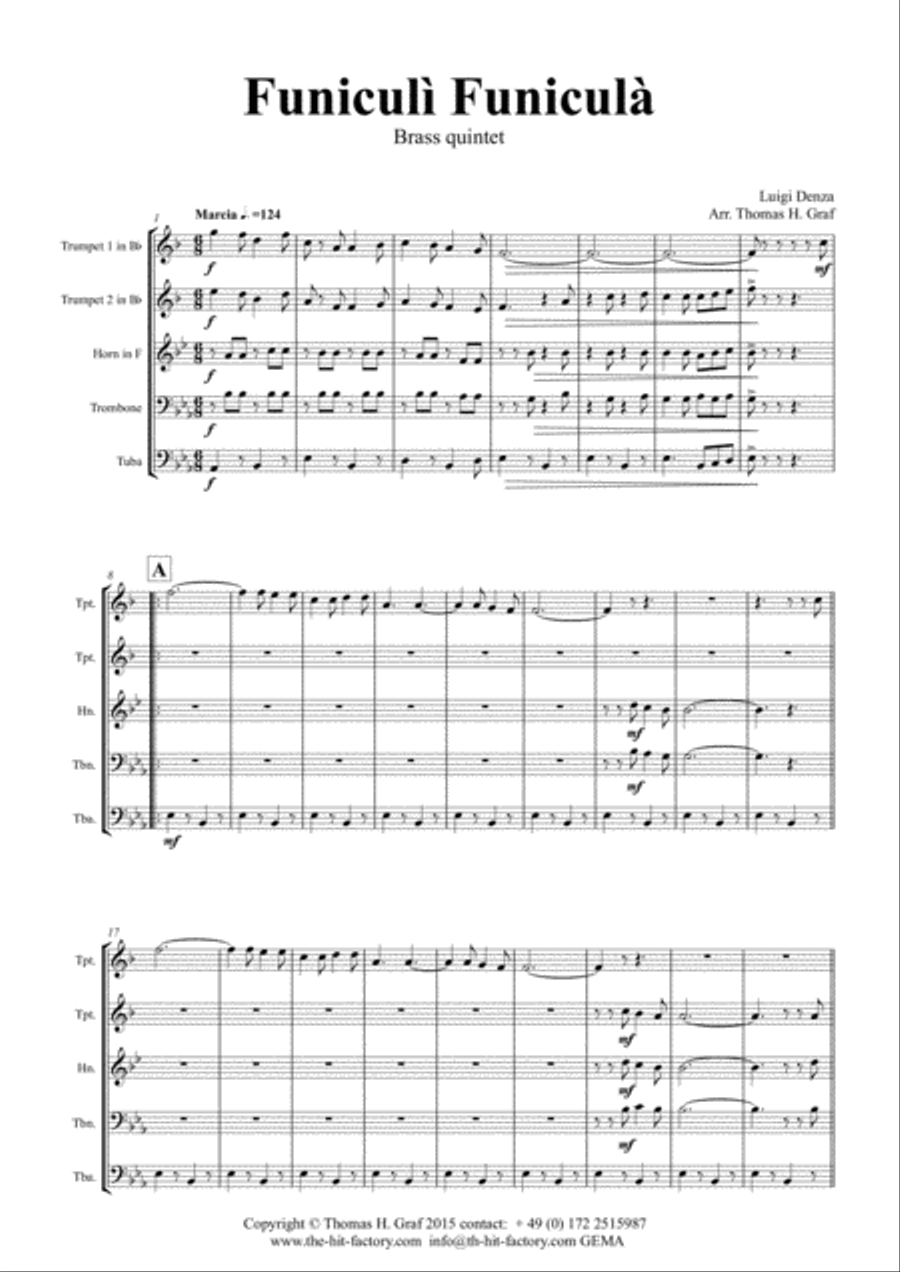 Funiculi Funicula - Italian Evergreen - Brass Quintet Brass Quintet scores gallery preview page 2