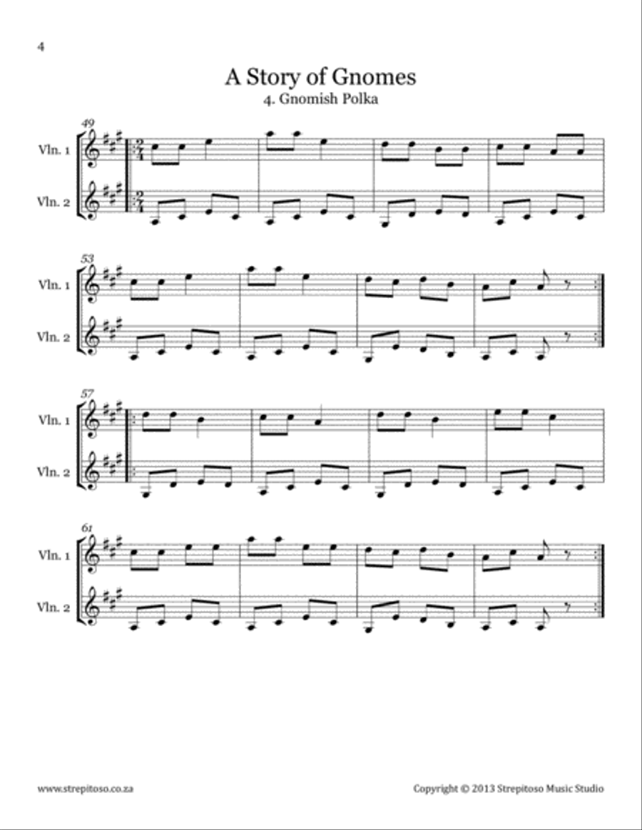 STREPITOSO VIOLIN METHOD : A Story of Gnomes, for 2 violins