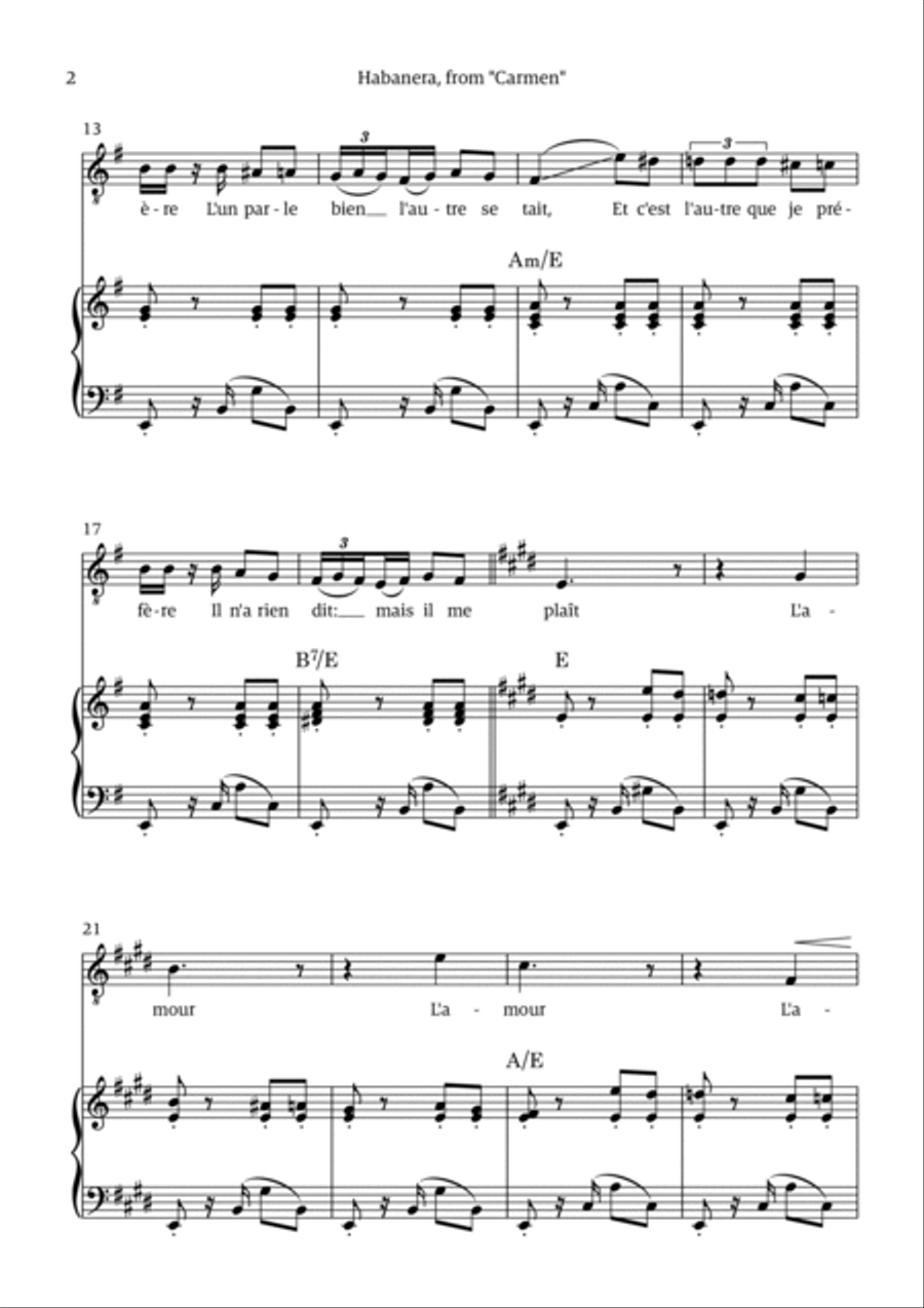 Habanera (for tenor - E minor/major) Chamber Music scores gallery preview page 2