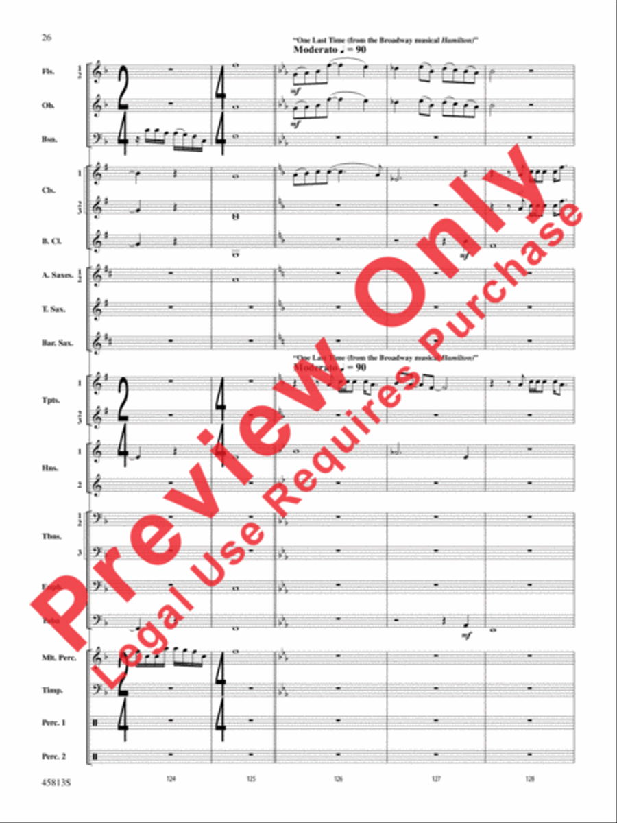 Hamilton, Suite from the Broadway Musical Concert Band scores gallery preview page 27