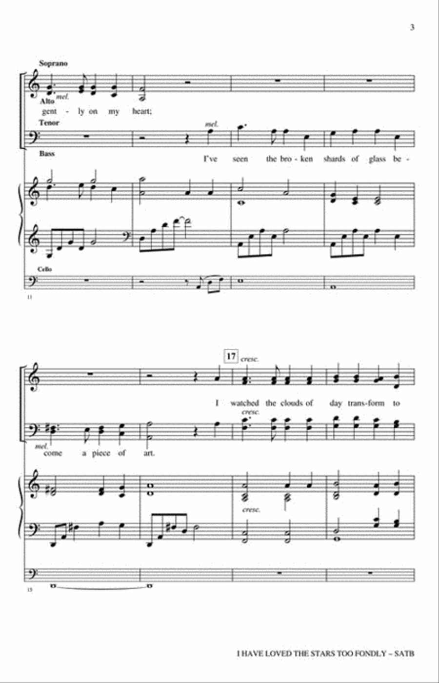 I Have Loved the Stars Too Fondly 4-Part scores gallery preview page 3