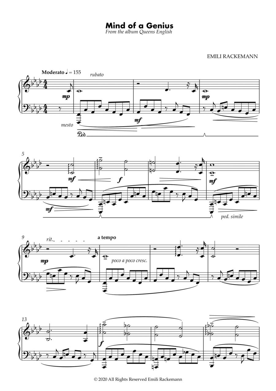Mind of a Genius Piano Solo scores gallery preview page 1