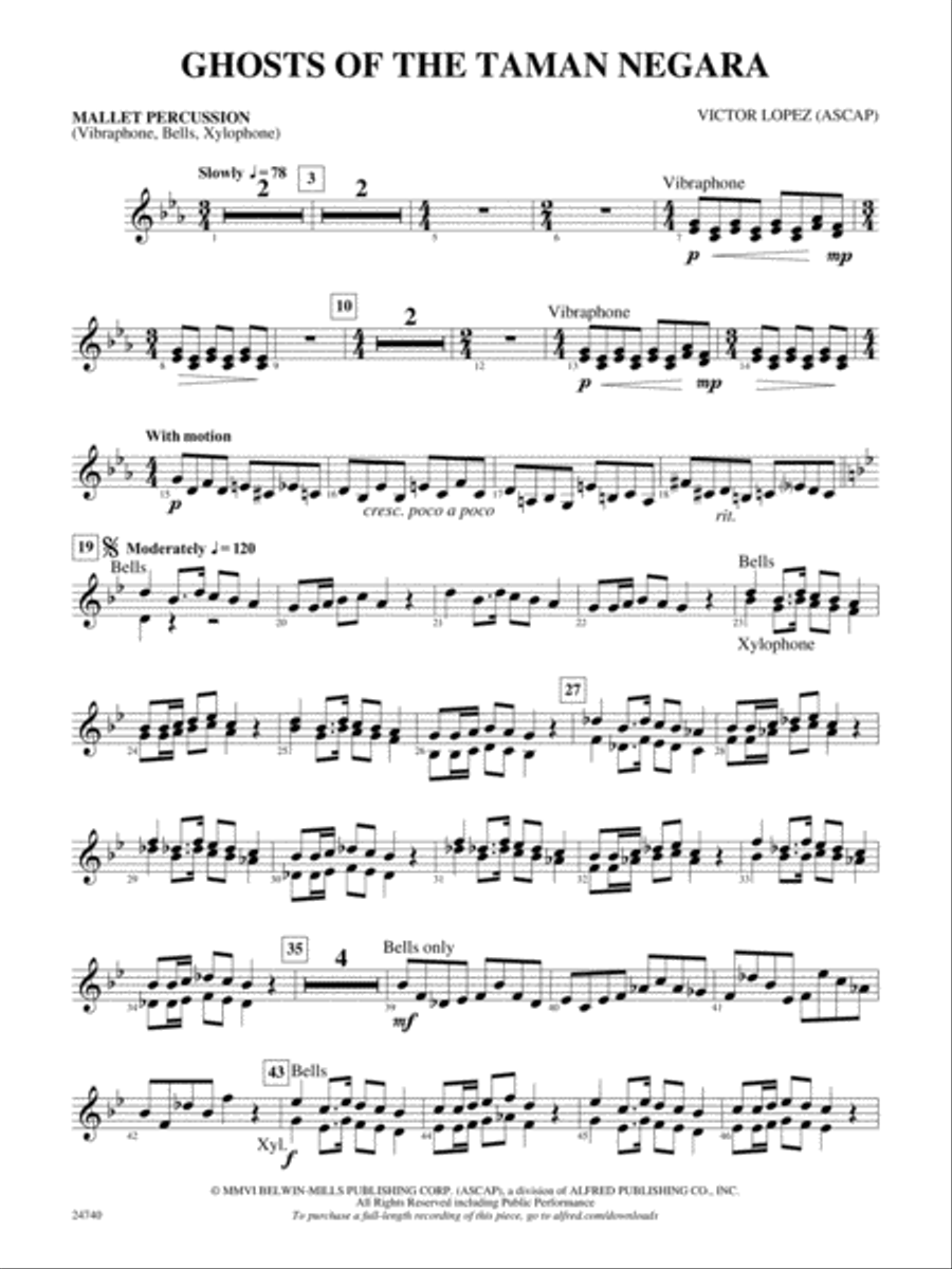 Ghosts of the Taman Negara: Mallets Concert Band scores gallery preview page 1