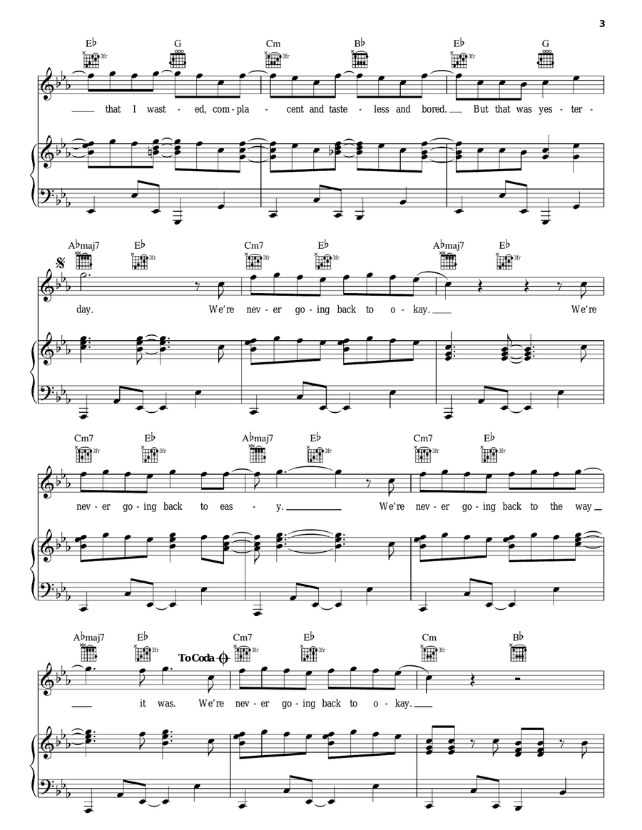 Never Going Back To OK Never Going Back To OK Piano, Vocal, Guitar scores gallery preview page 3