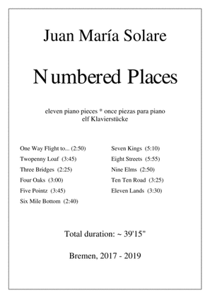 Book cover for Numbered Places [11 pieces for piano solo]