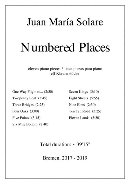 Numbered Places [11 pieces for piano solo]