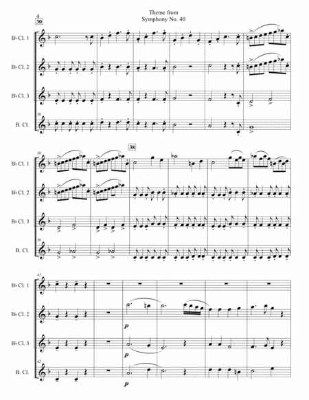 Theme from Symphony No. 40 for Clarinet Quartet image number null