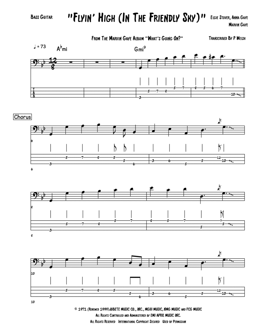 Flying High (in The Friendly Sky) Bass Guitar scores gallery preview page 1