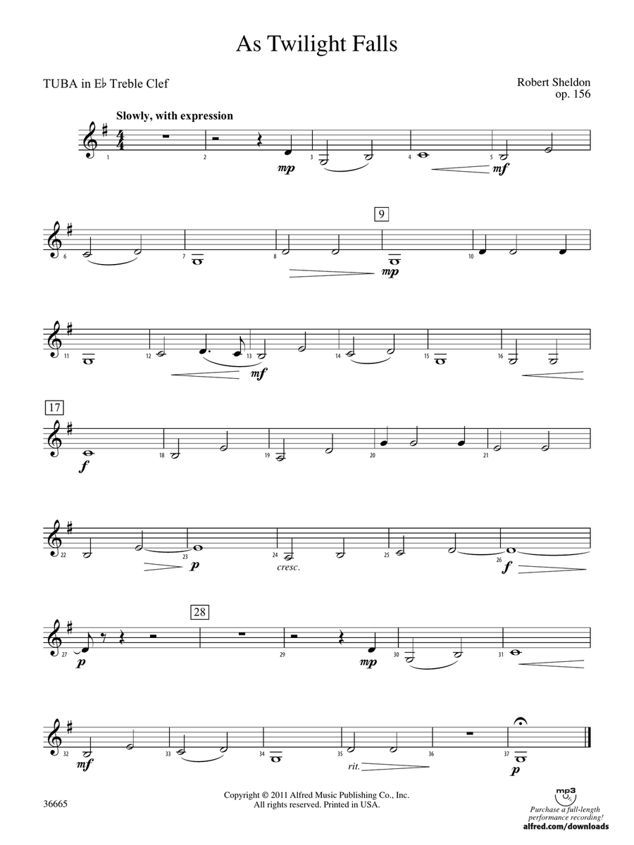 As Twilight Falls: (World Part) E-flat Tuba T.C.