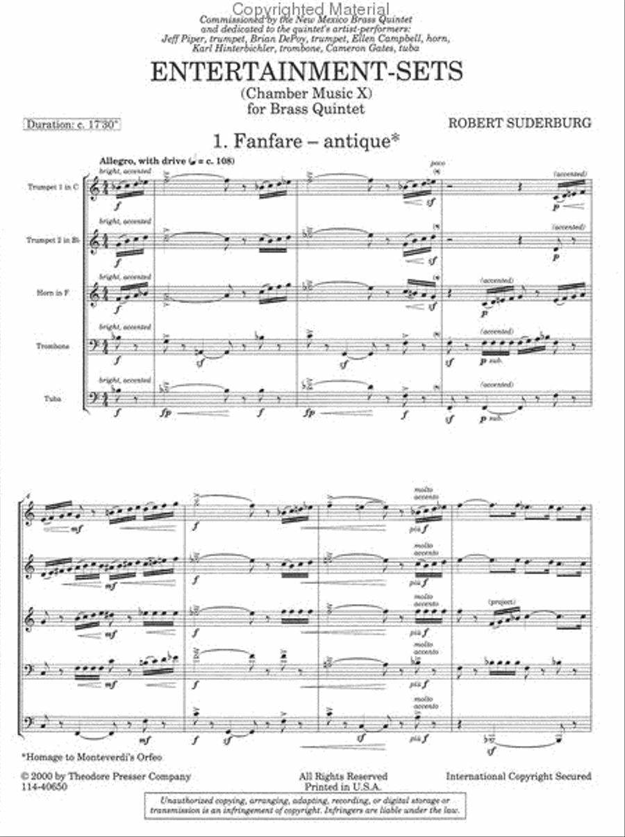 Entertainment-Sets Brass Quintet scores gallery preview page 2