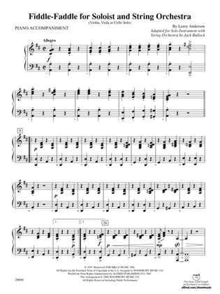 Fiddle-Faddle (for Soloist and String Orchestra): Piano Accompaniment