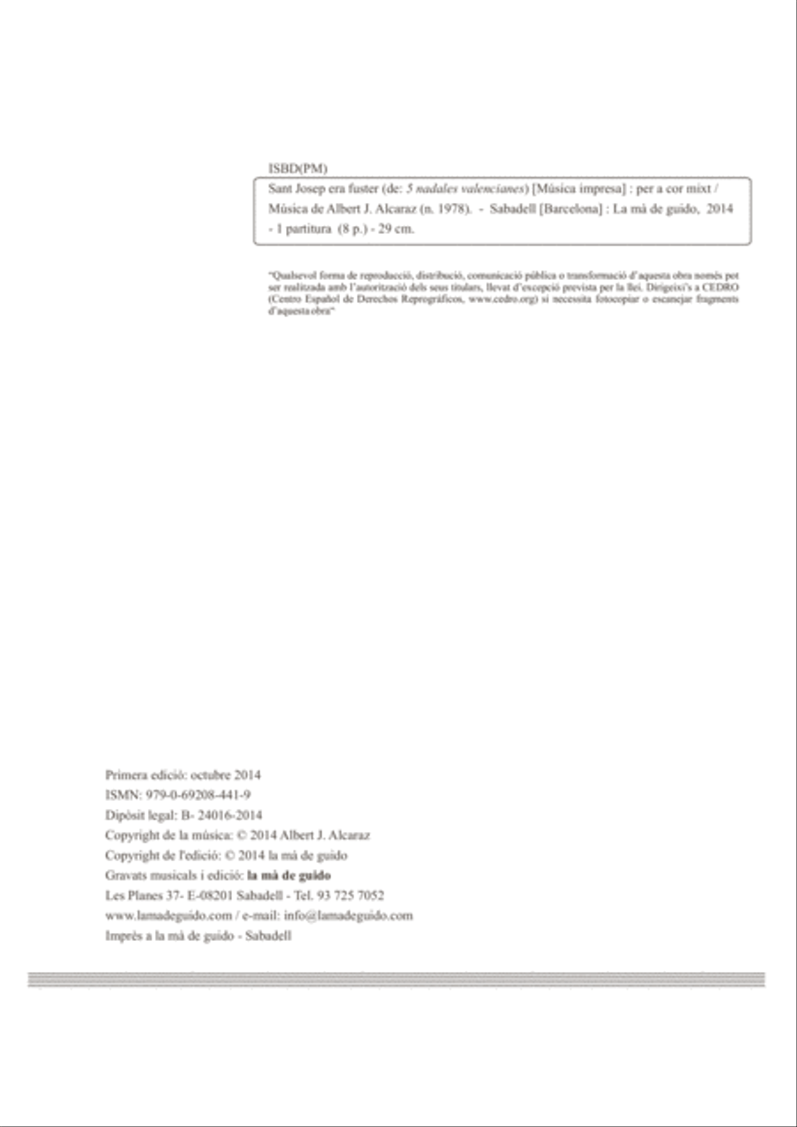 Sant Josep era fuster Sant Josep era fuster 4-Part scores gallery preview page 2