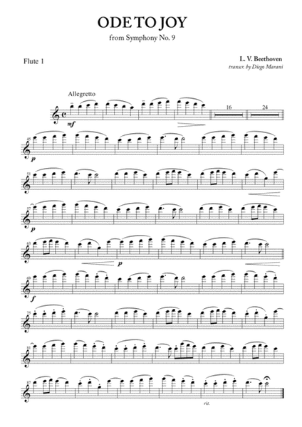 Ode To Joy (from Symphony No. 9) for Flute Quartet image number null