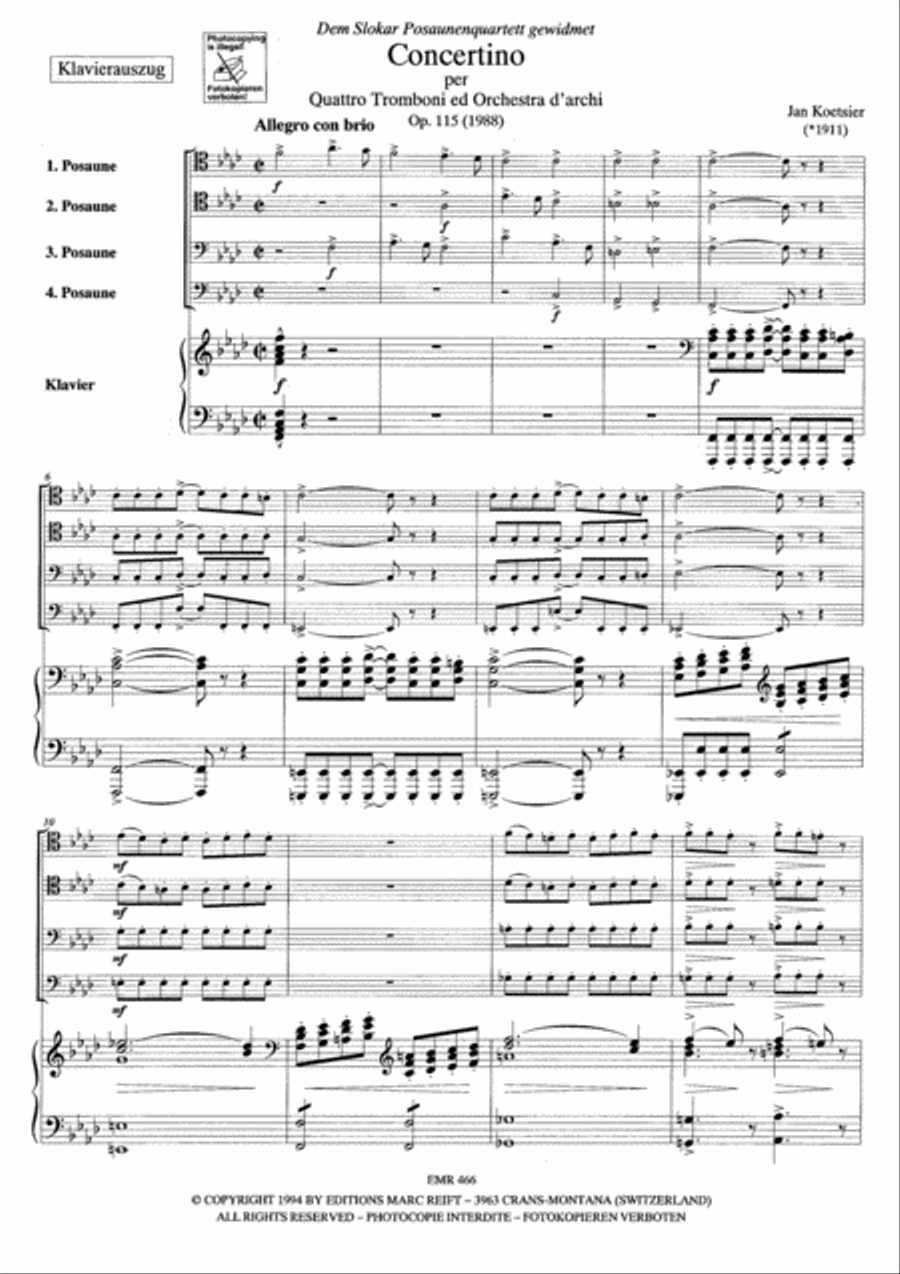 Concertino Op. 115 by Jan Koetsier Trombone Quartet - Sheet Music page 4