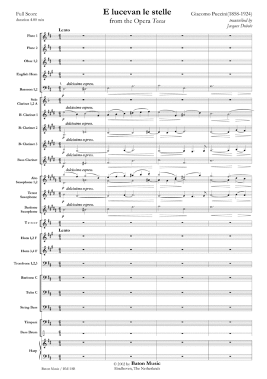 E lucevan le stelle E lucevan le stelle Concert Band scores gallery preview page 2