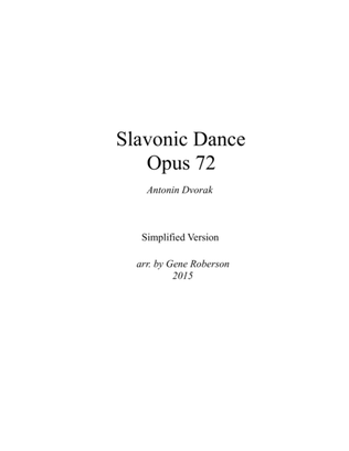 Book cover for Slavonic Dance in E minor Opus 72 SIMPLIFIED VERSION