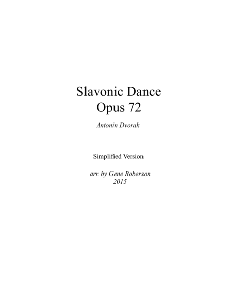 Slavonic Dance in E minor Opus 72 SIMPLIFIED VERSION