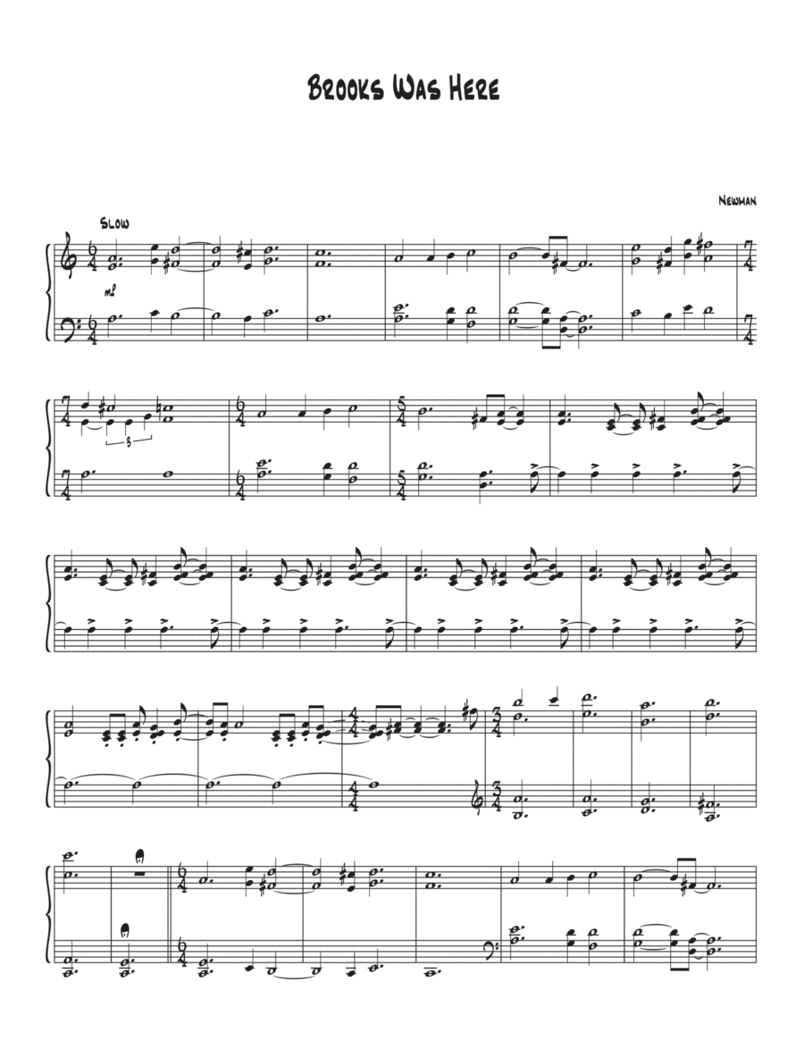 Brooks Was Here Piano Solo scores gallery preview page 1