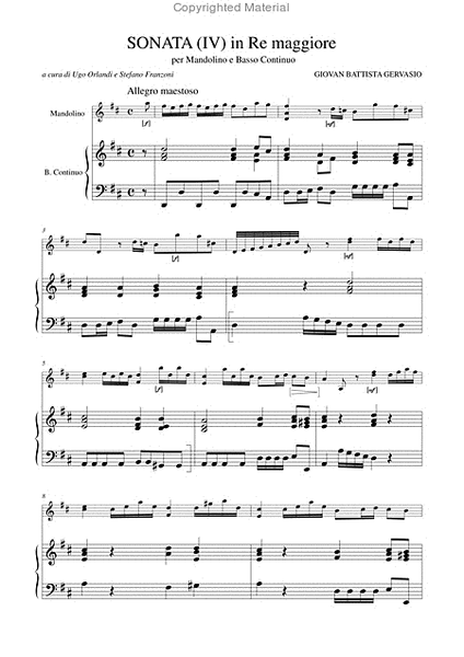 Sonata (IV) in D Major for Mandolin and Continuo