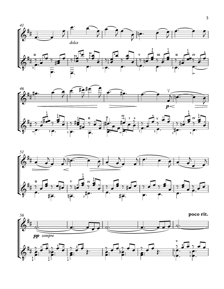 Berceuse (Violin and Guitar) - Score and Parts Berceuse (Violin and Guitar) - Score and Parts String Duet scores gallery preview page 3
