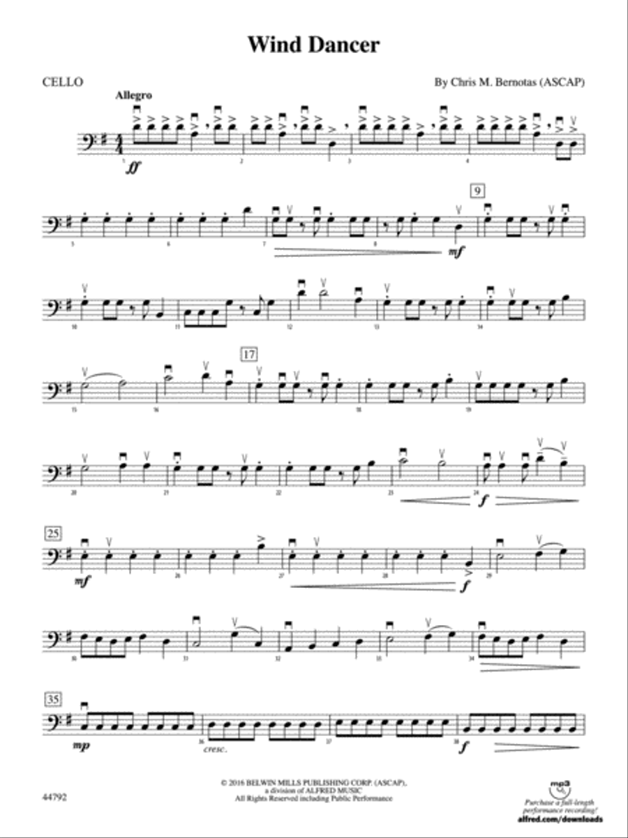 Wind Dancer: Cello String Orchestra scores gallery preview page 1
