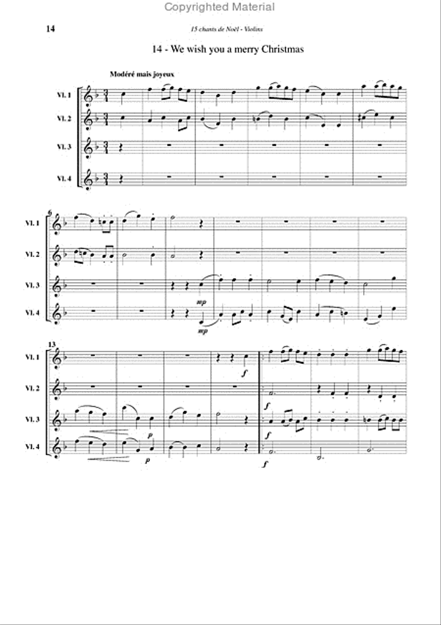 Chants de Noël (15), pour violon Violin scores gallery preview page 15
