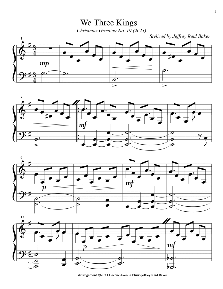 We Three Kings (of Orient Are) Piano Solo scores gallery preview page 1