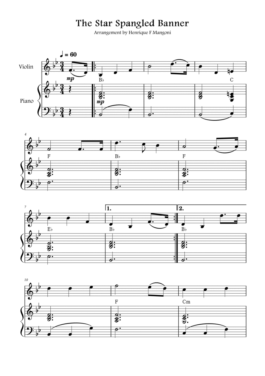 The Star-Spangled Banner Violin Solo scores gallery preview page 1