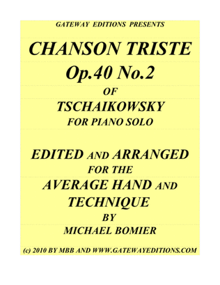 Book cover for Chanson Triste Op. 40 No.2 for Piano Solo