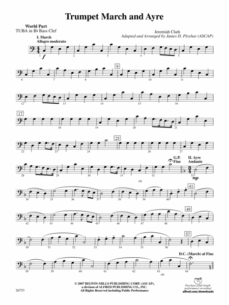 Trumpet March and Ayre: (wp) B-flat Tuba B.C.