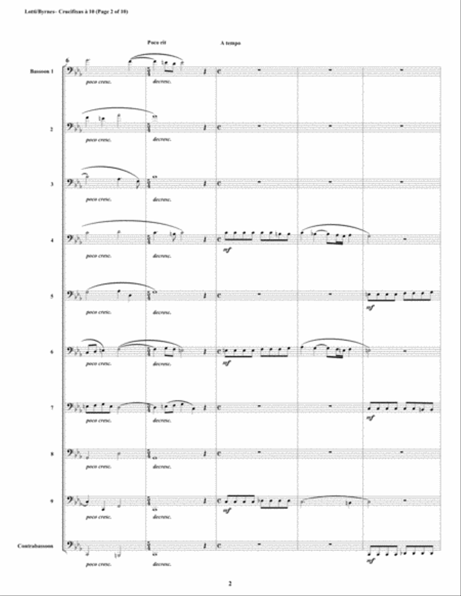 Crucifixus a 10 by Antonio Lotti (Bassoon Choir) Woodwind Ensemble scores gallery preview page 2