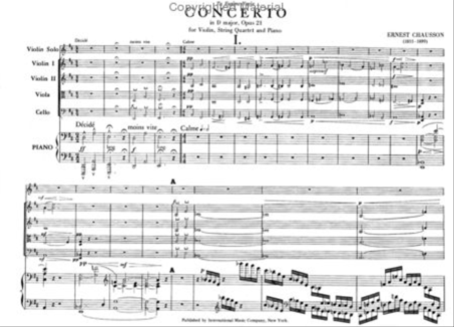 Concerto In D Major, Opus 21 For Violin, Piano & String Quartet